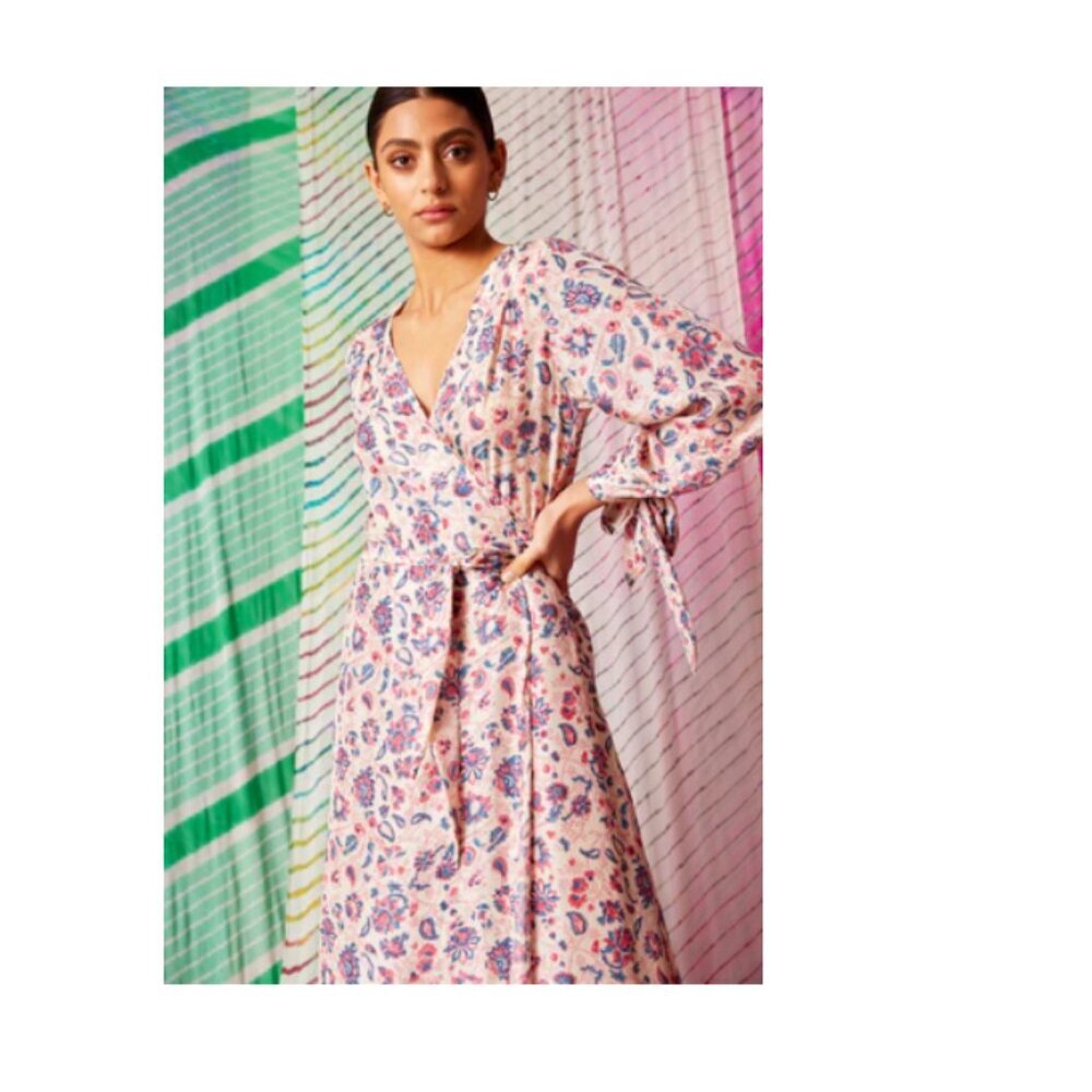 Hannah Artwear Silk Luna Maxi Dress Pink Sz 0 NWT